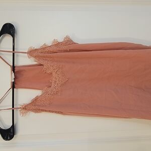 Lace Trim Slip Dress in Dusty Pink
